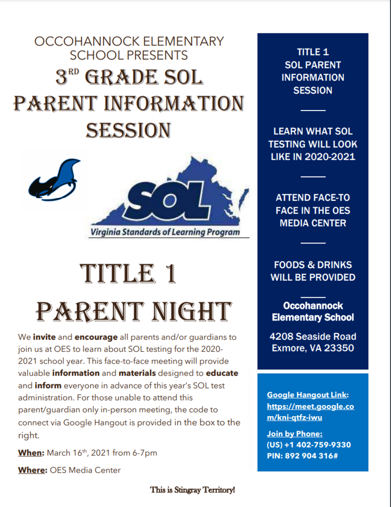 OES Flyer Parent Night Title 1